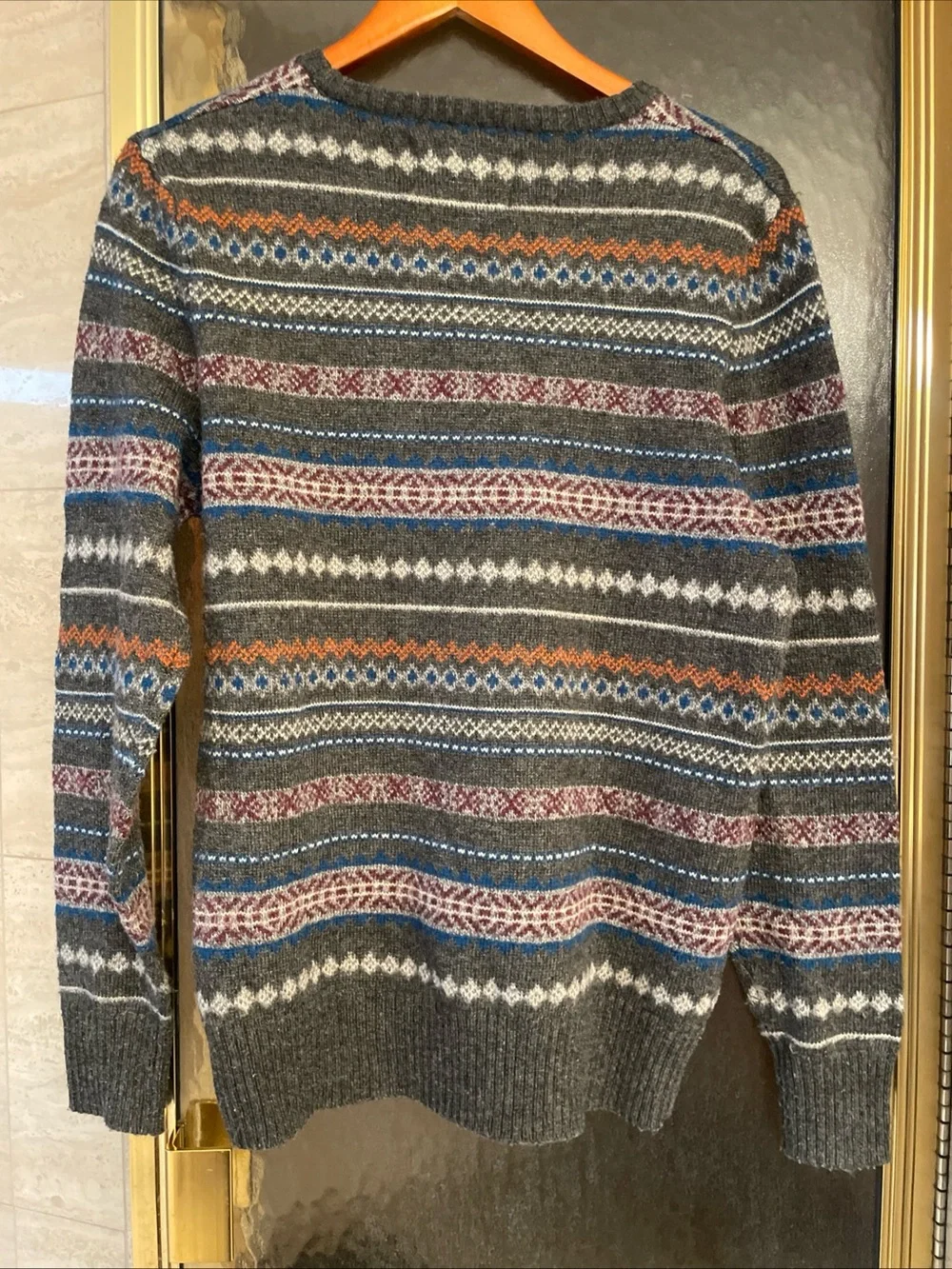 Urban Pipeline Men's Grey Fair Isle Crewneck Sweater - Multicolor Pattern Sz S